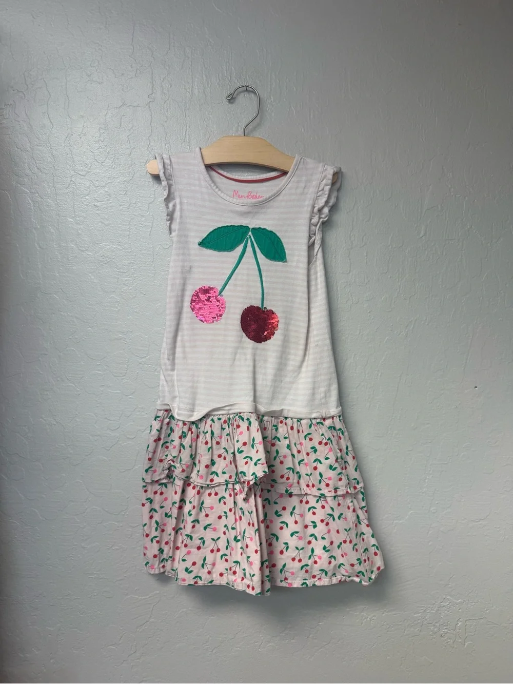 $23‎ ADD ON mini boden sequin flip cherry dress 8-9Y hanna andersson zara